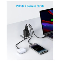Anker 336 3-portni 67W polnilec, črn