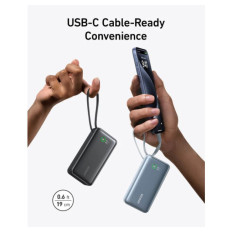 Anker 545 Nano powerbank 10K z vgrajenim kablom USB-C, črn