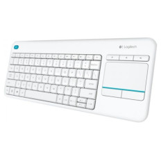 Brezžična tipkovnica Logitech K400 Plus Wireless Touch bela (Unifying, SLO gravura)