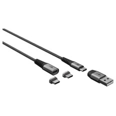GOOBAY 2v1 USB-C na USB-A/USB-C 1m 60W tekstil Magnetic adapter polnilni kabel