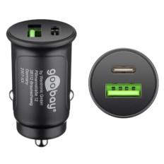 GOOBAY Dual-USB Auto Fast Charger USB-C črn avtomobilski polnilnik