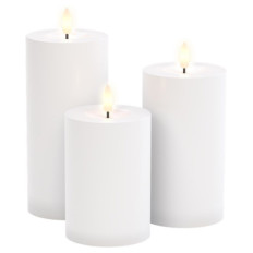 GOOBAY LED bela zunanja baterijska sveča 7.1x10/12.5/15cm set 3