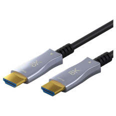 GOOBAY Optical Hybrid Ultra High Speed HDMI (M/M) 2.1 8K 60Hz 10m z Ethernet AOC pozlačen črn kabel