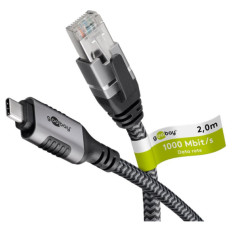 GOOBAY USB-C 3.1 na RJ45 2m CAT 6 črn/siv mrežni povezovalni kabel