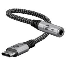 GOOBAY USB-C na 3.5mm AUX 0,15m črn/siv avdio adapter kabel