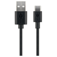 GOOBAY USB-C na USB-A 2.0 0,1m črn polnilni in sync kabel