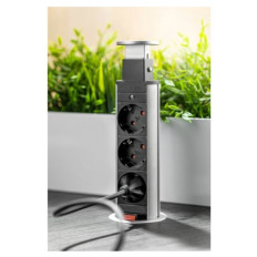 GTV Potopna vtičnica 3x220V Ø60mm, siva