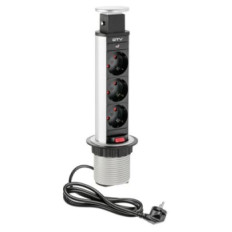 GTV Potopna vtičnica 3x220V Ø60mm, siva