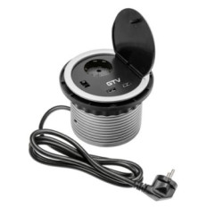 GTV vgradna vtičnica CHARGER 1x220V + 2xUSB Ø100mm