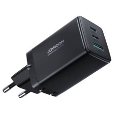 Hišni polnilec 100-240V => 2x USB-C 1x USB-A 65W za mobilni telefon ali tablični računalnik Joyroom GaN z USB-C kablom - črn (JR-TCG01)Nabíječka GaN Ultra 65W 2C1A Kabel C-C Joyroom TCG01 (černý)
