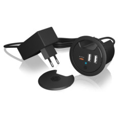 Icybox IB-HUB1407 vgradni mizni polnilnik USB z napajanjem in hitrim polnjenjem