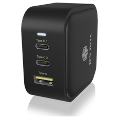 IcyBox IB-PS1030-PD 3-portni USB-C/A 65W GaN polnilec