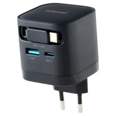 Intenso 65W GaN napajalnik z vgrajenim kablom USB-C, črn