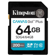 KINGSTON Canvas Go! Plus SD 64GB Class10 UHS-I U3, V30, 4K UHD (SDG4/64GB) spominska kartica