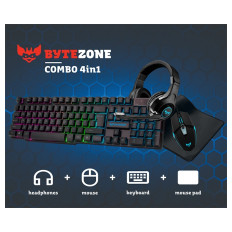 Komplet Bytezone BZ-X4EU, črn (tipkovnica, miška, slušalke in podloga)