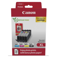 KOMPLET CANON CLI-581 CYAN XL, MAGENTA XL, RUMENA XL, ČRNA XL IN FOTO PAPIR PP-201 za TS705