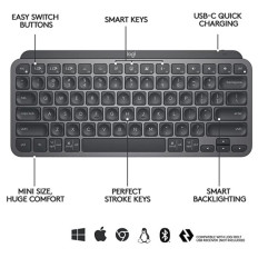 Logitech tipkovnica MX Keys Mini, grafitna barva, SLO g. 