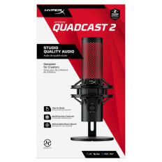 Mikrofon HP HyperX 2 QuadCast, za PC, PS5 ali Mac, vgrajen nosilec proti vibracij