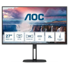 Monitor AOC 68,6 cm (27,0") 27V5C/BK 1920x1080 75Hz IPS 1ms HDMI DisplayPort USB-C 65W 4xUSB3.2 Zvočniki  3H FreeSync