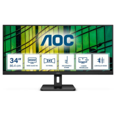 Monitor AOC 86,4 cm (34,0") U34E2M 3440x1440 100Hz VA 4ms 2xHDMI DisplayPort  3H AdaptiveSync Essential-Line