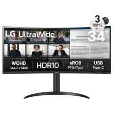 Monitor LG 34 34WR55QK-B UltraWide ukrivljen, VA, 3440x1440, 2x HDMI, DP, USB C