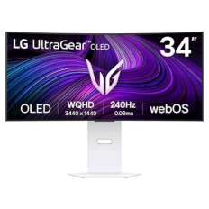 Monitor LG 34 OLED 34GX90SA-W UltraGear ukrivljen, 3440x1440, 2x HDMI, DP, USB-C, 240 Hz, bel