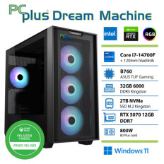 PCPLUS Dream Machine Core i7-14700F 32GB 2TB RTX 5070 12GB Windows 11 Home + Xbox GP gaming namizni računalnik