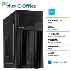 PCplus e-Office i3-14100 16GB 1TB Windows 11 Home namizni računalnik