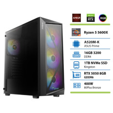 PCPLUS Gamer Ryzen 5 5600X 16GB 1TB RTX 5050 OC 8GB gaming namizni računalnik