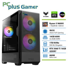 PCPLUS Gamer Ryzen 5 9600X 16GB 1TB SSD RTX 5060Ti 16GB gaming namizni računalnik