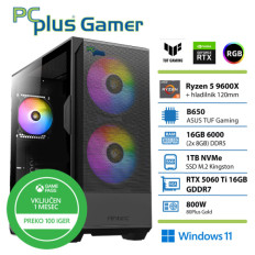 PCPLUS Gamer Ryzen 5 9600X 16GB 1TB SSD RTX 5060Ti 16GB Windows 11 Home + Xbox GP gaming namizni računalnik