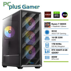 PCPLUS Gamer Ryzen 7 5800X 16GB 1TB SSD RTX 5060Ti 8GB gaming namizni računalnik