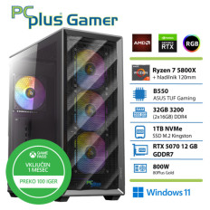 PCPLUS Gamer Ryzen 7 5800X 32GB 1TB SSD RTX 5070 12GB Windows 11 Home + Xbox GP gaming namizni računalnik