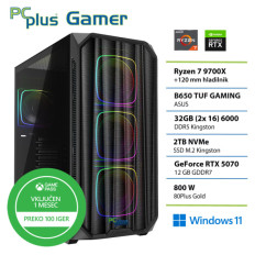 PCPLUS Gamer Ryzen 7 9700X 32GB 2TB SSD RTX 5070 12GB Windows 11 Home + Xbox GP gaming namizni računalnik