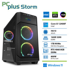 PCPLUS Storm i5-12400F 16GB 1TB SSD RTX 4060 8GB Windows 11 Home gaming namizni računalnik