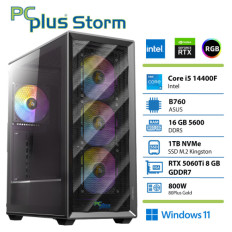 PCPLUS Storm i5-14400F 16GB 1TB SSD RTX 5060Ti 8GB Windows 11 Home gaming namizni računalnik