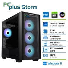 PCPLUS Storm i7-14700F 32GB 2TB SSD RTX 5060Ti 8GB Windows 11 Home gaming namizni računalnik