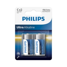 PHILIPS BATERIJA C - ULTRA ALKALINE 2 KOS (R14)