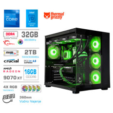 Računalnik MEGA MT S5 i7-12700KF/RX9070 XT/32GB/2TB/750W/Brez OS/črna RGB + Estetski napajalni kabli [Zelena / Črna]