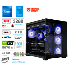 Računalnik MEGA MT S5 i7-12700KF/RTX5070Ti/32GB/2TB/750W/Brez OS/črna RGB + Estetski napajalni kabli [Vijolična / Črna)