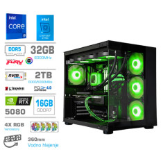 Računalnik MEGA MT S5 i9-14900KF/RTX5080/32GB-DDR5/2TB/1050W/Brez OS/črna RGB + Estetski napajalni kabli [Zelena / Črna]