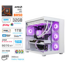 Računalnik MEGA MT S5 R7-7700X/RX9070 XT/32GB-DDR5/1TB/750W/Brez OS/bela RGB + Estetski napajalni kabli [Vijolična / Bela]