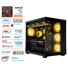 Računalnik MEGA MT S5 R7-7700X/RX9070 XT/32GB-DDR5/1TB-4.0/750W/Brez OS/črna RGB + Estetski napajalni kabli [Rumena / Črna)