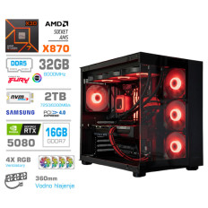 Računalnik MEGA MT S5 R7-7800X3D/RTX5080/32GB-DDR5/2TB/1050W/Brez OS/črna RGB + Estetski napajalni kabli [Rdeča / Črna]