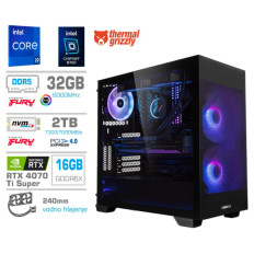 Računalnik MEGA MT S7X GAMER i9-14900KF/RTX4070Ti Super/32GB-DDR5/2TB-4.0/750W/Brez OS/črna RGB
