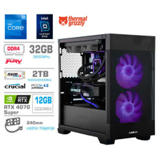 Računalnik MEGA MT S7X Gaming i7-12700K/RTX4070 Super/32GB/2TB-4.0/750W/Brez OS/črna RGB + Estetski napajalni kabli [Vijolična / Črna]