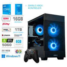 Računalnik MEGA MT S7X i5-14400/RTX5060/16GB/1TB-4.0/750W/Win11Home/črna RGB + Estetski napajalni kabli [Svetlo modra / Črna] * DARILO *