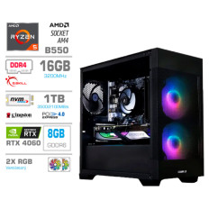 Računalnik MEGA MT S7X R5-5600G/RTX4060/16GB/1TB-4.0/750W/Brez OS/črna RGB