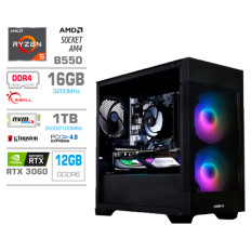 Računalnik MEGA MT S7X R5-5600G/RTX3060/16GB/1TB-4.0/750W/Brez OS/črna RGB