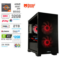 Računalnik MEGA MT S7X R9-5950X/RTX4070/32GB/2TB-4.0/750W/Brez OS/črna RGB + Estetski napajalni kabli [Rdeča / Črna]